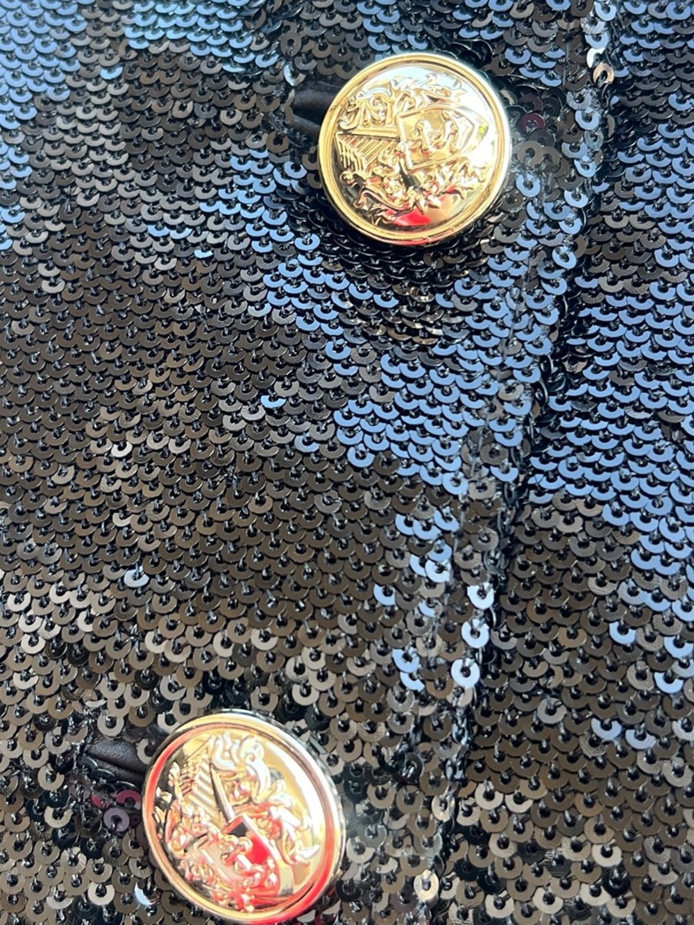 NWT cinq a sept Black Sequin “Randi” Cropped Blazer Jacket with Gold Buttons - Picture 5 of 14